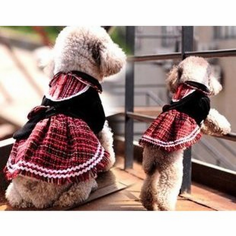 犬用 洋服 ワンピース ドレス ボレロ バッグ付き 赤 黒チェック Ss 通販 Lineポイント最大get Lineショッピング
