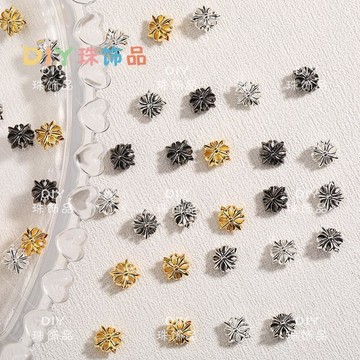 ⚡臺灣出貨⚡DIY飾品槍黑色十字架隔珠手串手鍊項鍊串珠方十字配件手工編織