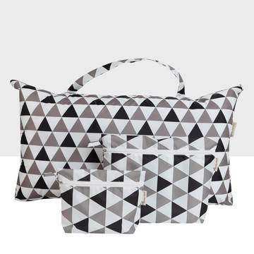 韓國 Coney Island - (買1贈2）加大版防水睡袋收納袋-黑灰幾何 (大[81.5X42.5X11公分]，贈品[34X27X7.5...