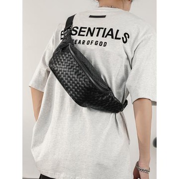 2025新款手工編織胸包大容量腰包 韓版男包休閑時尚單肩包斜挎包