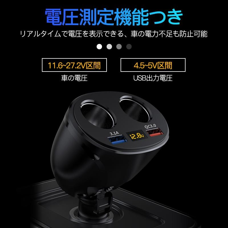 ギガ クオン専用 埋め込み式 USB増設 24V 2ポート 電圧計付き