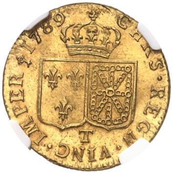 フランス ナント 1789-T年 ルイ16世 ルイドール金貨 NGC-MS65