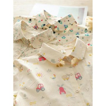 胡蘿卜兔子印花長袖襯衫女2024春季新款寬松版童趣減齡單排扣上衣