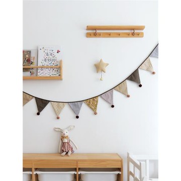 棉布雙面印花彩旗節日派對戶外三角旗幼兒園民宿兒童房圣誕節裝飾