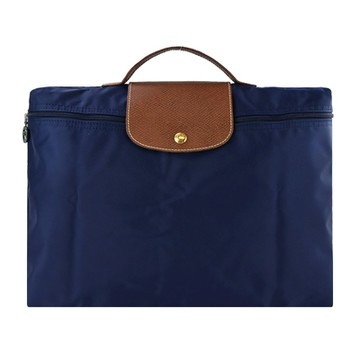 LONGCHAMP LE PLIAGE系列再生尼龍手提摺疊公事包(小/海軍藍)