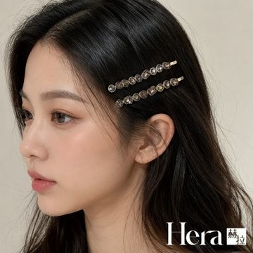 【Hera 赫拉】復古水鑽劉海夾一字夾兩入組 H115090903