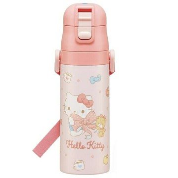 小禮堂 Skater Sanrio 三麗鷗 輕量直飲保冷不鏽鋼水壺附背帶 470ml SDC4 (粉蝴蝶結)