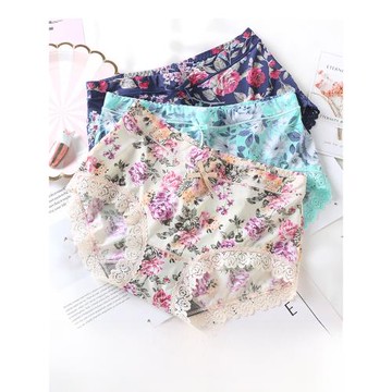 豹紋內褲女冰絲款石墨烯抗菌少女可愛中腰超薄無痕透氣包臀夏天