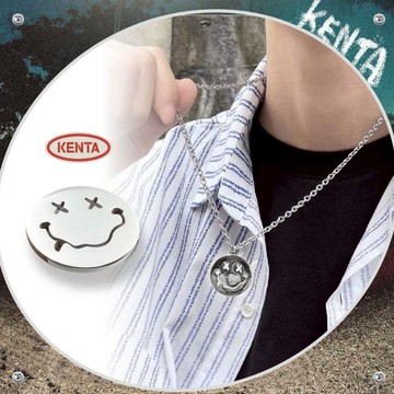 🌾健太選物🌾縷空XX波浪笑臉項鍊 吊墜項鍊 戒指男 造型項鍊 微笑項鍊 銀色項鍊