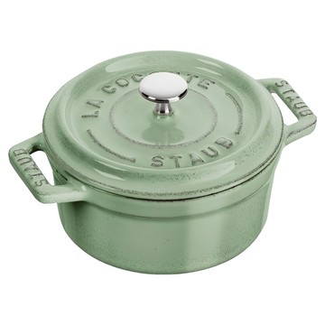 Staub 圓型琺瑯鑄鐵鍋 10cm 鼠尾草綠-法國製迷你雙耳燉鍋  1個