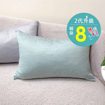 【Great Living格蕾寢飾】義大利La Belle 極簡混搭 超COOL超涼感信封枕套--2入-綠x灰