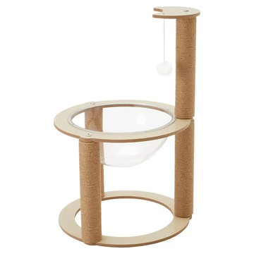 DYY dog&cat 原木紋貓跳台/3層絨布貓跳台  1個  原木色