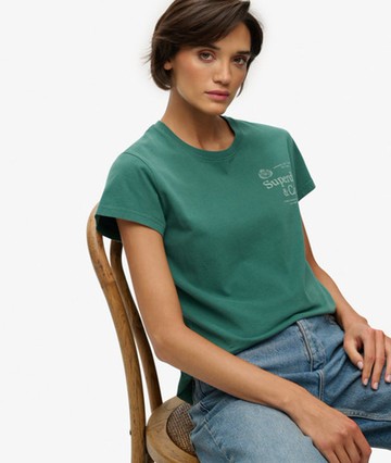 Superdry Women's Luxe Casual Classic T-shirt Green Size: 10