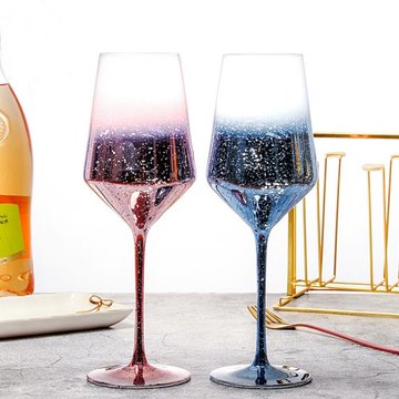 ins北歐創意個性星空高腳杯彩色紅酒杯裝飾酒杯擺件網紅水晶杯子