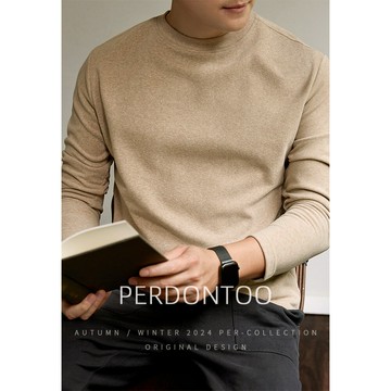 遠紅外升溫！高檔羊毛桑蠶絲抗靜電T恤男秋冬長袖加厚圓領雙面絨