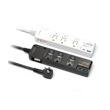POLYWELL 25W快充電源延長線 4切3座
