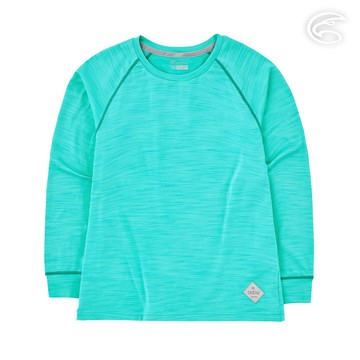 ADISI 童圓領雲彩紗透氣快乾保暖上衣AL2221053 (120-160) 藍知更鳥｜城市綠洲