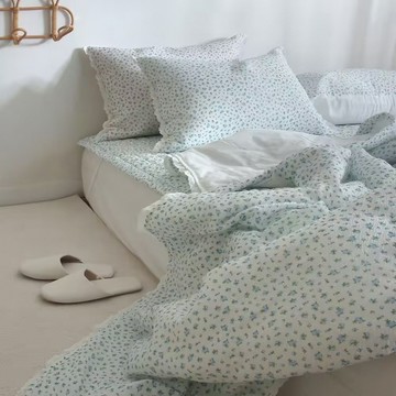 韓國 Habby&Deco - Annecy雪波紋夏季被單/韓國被/涼感被/透氣被/雙面被-文青藍