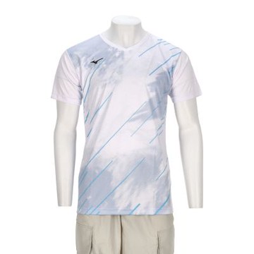 Mizuno 男款 中華藍色 吸汗快乾 合身 排球 上衣 短袖 V2TACG1701