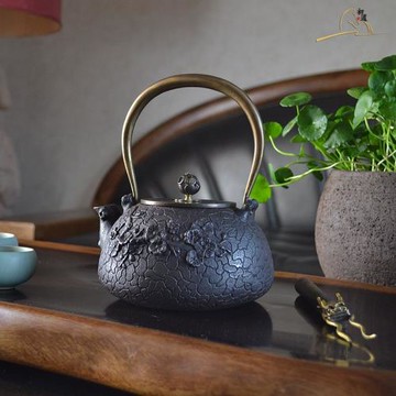日道 傲梅鑄鐵壺 日本老鐵壺生鐵壺燒水壺 功夫茶具茶壺 無涂層