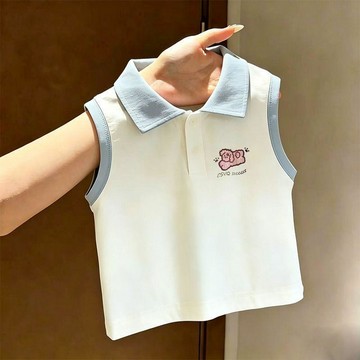 mori🎀mori背心上衣男女童寶寶修身無袖卡通POLO衫翻領兒童中小童
