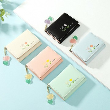 郁金香小錢包～ins簡約復古女款小巧精致簡約學生簡約零錢包錢夾