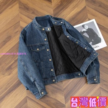 悅裳💎低價免運💎✌牛仔夾棉棉服冬季時尚設計感立領韓版機車寬鬆短款長袖牛仔外套女