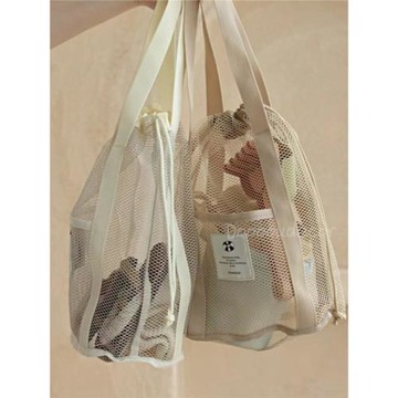 ins韓國度假旅游沙灘網紗包外出沙灘玩具收納游泳透氣網收納袋子