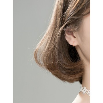 福雅軒 s925銀耳扣女韓版清新簡約甜美少女心波浪鑲鉆氣質耳飾品