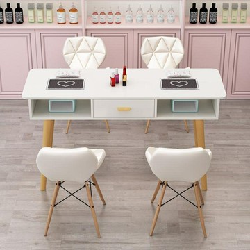美甲桌北歐雙人美甲桌椅套裝單人經濟型美甲台簡約現代雙層桌子網紅 99購物節