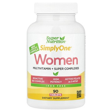 Super Nutrition, Simply One®，女性多維生素，含超級複合物，無鐵，90 片
