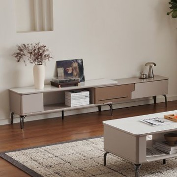 MUNA家居  1215型8尺玻璃伸縮電視櫃  240X35X44cm