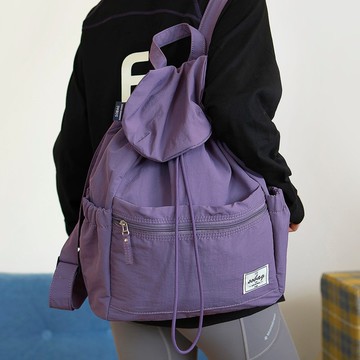 sobag日系簡約防潑水尼龍布雙肩包女休閒翻蓋背包大容量學生書包