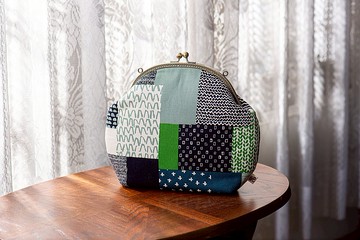 【這塊布就像拼布-藍綠】復古金屬口金包#女包#小包#肩包#背包