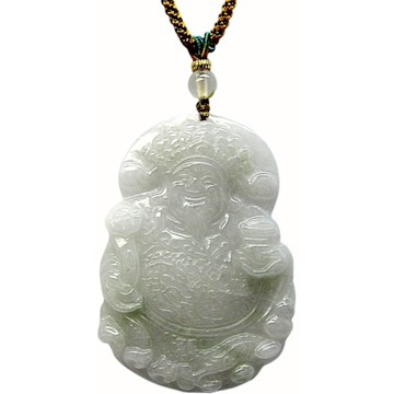 【小樂珠寶】淡紫羅蘭超大財神爺 天然A貨翡翠玉石吊墜子項鍊H70