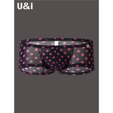 U&I性感內褲男低腰薄冰絲個性潮流圓點豹紋透氣修身U凸小平角