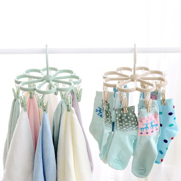 家用加厚圓形晾衣架掛衣夾防風內衣襪子晾曬夾塑料多夾子涼曬衣架