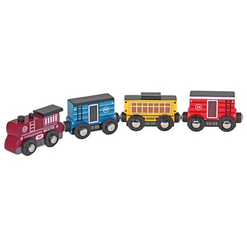 mentari 蒸氣貨運軌道小火車 輕質硬木、橡膠木、台灣零件 適用年齡3歲以上  31.3 x 3.5 x 4.7cm  多色  1組