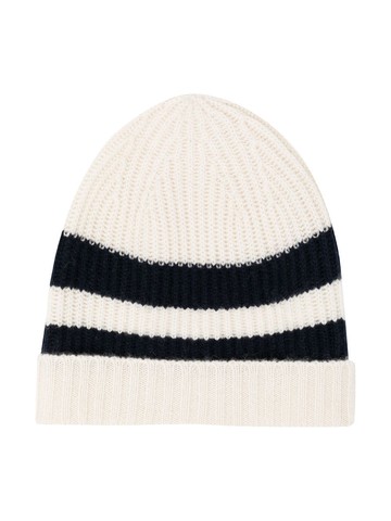 Cashmere in Love Kids - cashmere Bibi striped beanie hat - kids - Cashmere - 50 cm - White