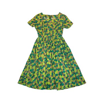 森林系水彩綠葉方領洋裝