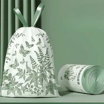 艾草香氛免撕抽繩手提垃圾袋 90張