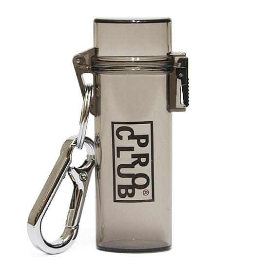 PRO CLUB プロクラブ ライターケース キーチェーン LIGHTER CASE KEYCHAIN 防水 プラスチック製 BIC カラビナ  キーホルダー 半透明 ブラックロゴ | LINEショッピング