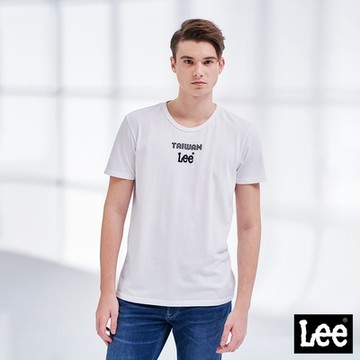 Lee 男款 TAIWAN Lee小Logo短袖圓領T恤 白