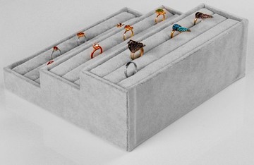 高檔多層灰絨面耳釘盤戒指托盤展示盤戒指展示托盤戒指架子 收納 耳環 飾品 首飾 手鐲 整理 擺設 家具 3C USB