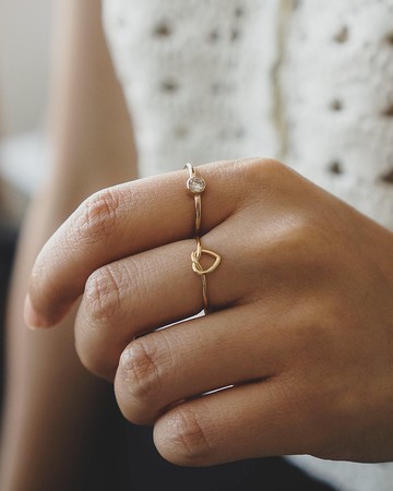 心結戒指 - 14k注金 -簡約戒指 -金色/玫瑰金