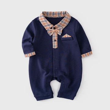 春秋款童裝紳士連體衣嬰兒衣服男寶寶滿月周歲禮服