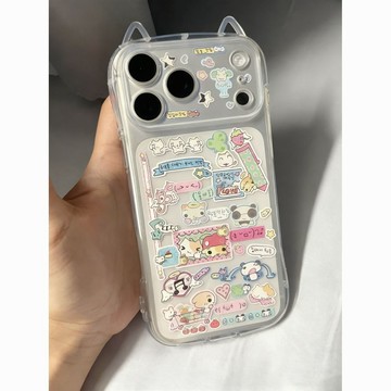 ✨手機保護殼✨卡通涂鴉插畫適用iPhone17蘋果16promax手機殼15新款14全包13/12