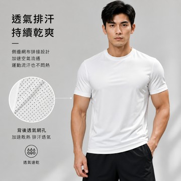 【好買購物】【快速到貨】男士 透氣 網孔 運動T恤 排汗衫 速乾T 男士運動服 健身上衣 運動T恤 夏季短袖T