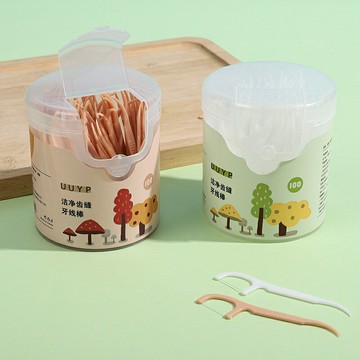 罐裝 清潔齒縫 牙線棒 100支 扁線 牙線 牙線棒 牙線盒