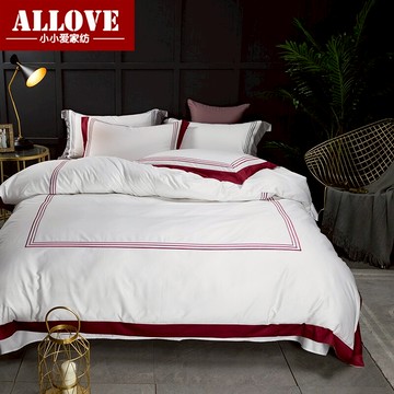 純棉五星級酒店2.0床單床笠四件套60s高支全棉貢緞純白色賓館床品